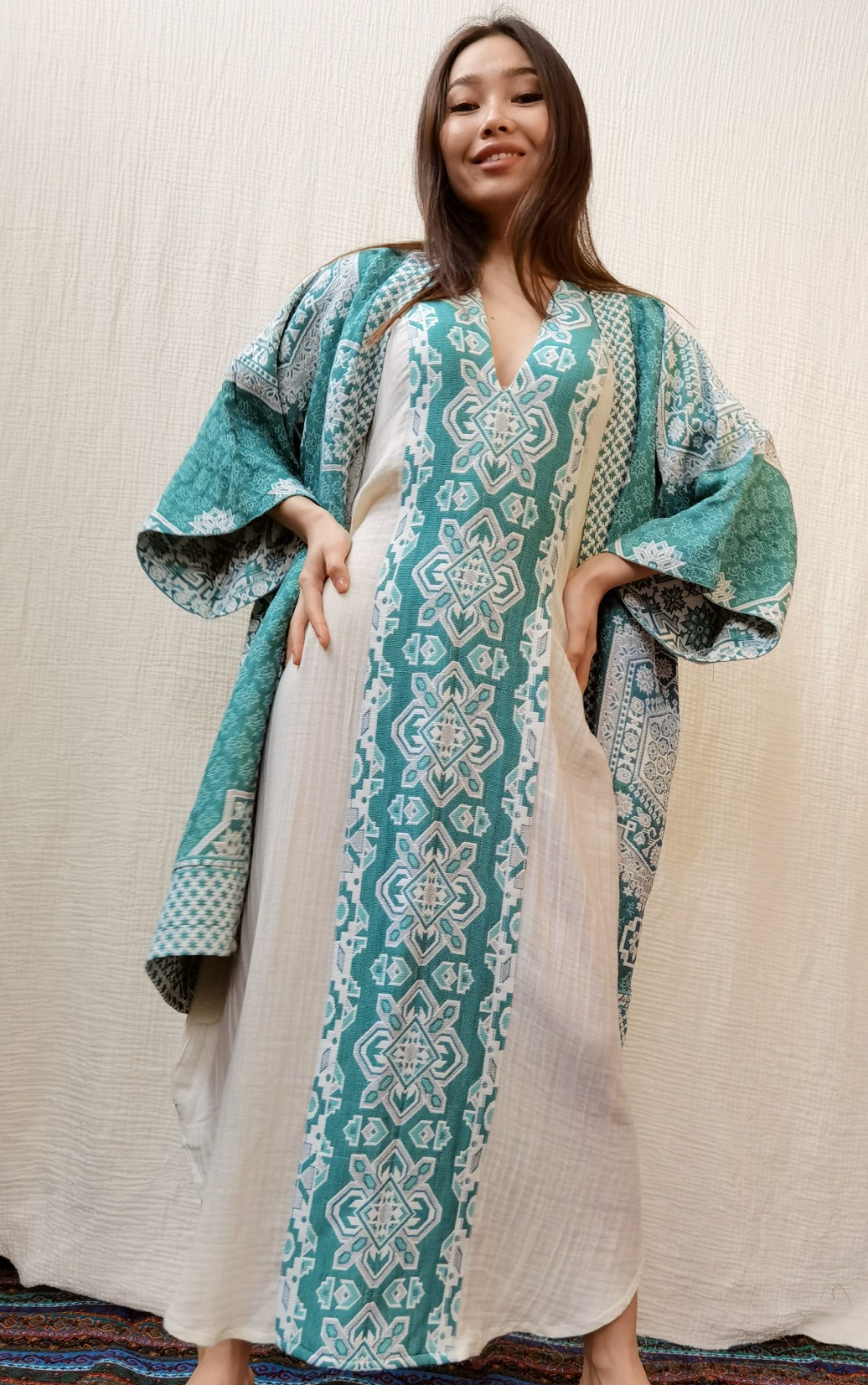 Daphne Dokuma Boho Stil Kaftan Elbise